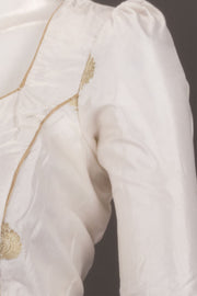 Cream Banarasi Katan Silk Blouse 10073414