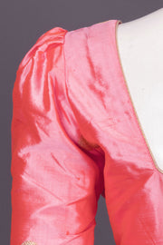 Peach Orange Banarasi Katan Silk Blouse 10073415