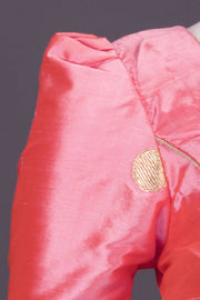 Peach Orange Banarasi Katan Silk Blouse 10073420