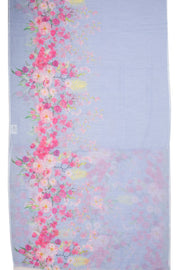 Blue Floral Printed Linen Saree 10074021