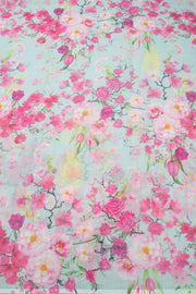 Blue Floral Printed Linen Saree 10074023