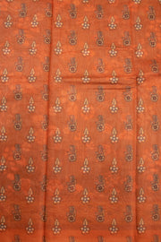 Green Kalamkari Printed Malai Cotton Saree 10074686