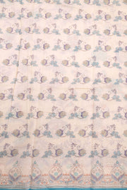 Cream Kalamkari Kantha Printed Malai Cotton Saree 10074902