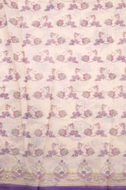 Cream Kalamkari Kantha Printed Malai Cotton Saree 10074905