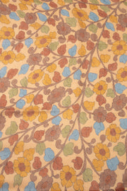 Red Kalamkari Printed Linen Saree 10074908