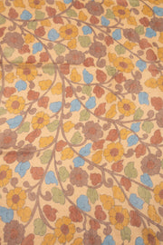 Purple Kalamkari Printed Linen Saree 10074909