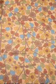 Yellow Kalamkari Printed Linen Saree 10074910