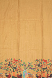 Yellow Printed Kalamkari Semi Tussar Silk 10074912