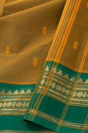 Golden Mustard Yellow Handloom Chettinad Cotton Saree 10075833