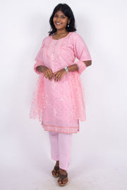 Pink Sequin Embroidery Viscose Silk Co- ord Set 10076191