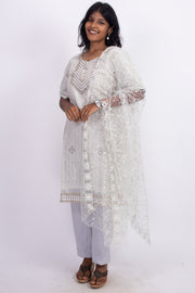 Grey Sequin Embroidery Viscose Silk Co- ord Set 10076192