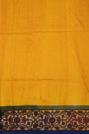 Yellow Printed Tussar Silk Saree 10076298