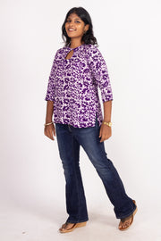 Purple Batik Printed Rayon Kurti 10076412