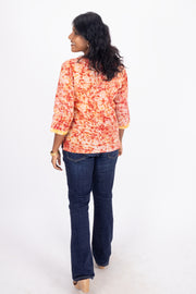 Red Batik Printed Rayon Kurti 10076416