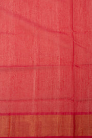 Deep Coral Pink Chinnalampatti Ikat Silk Cotton Saree With Paisley Design And Zari Border 10076437