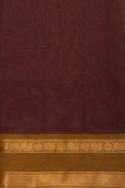 Chocolate Coffee Brown Handloom Vanashringaram Kanchi Cotton Saree with Peacock Zari Border 10076465