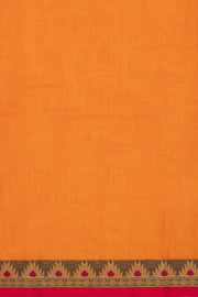 Pumpkin Glow Orange Handloom Kanchi Cotton Saree with Temple Border 10076584