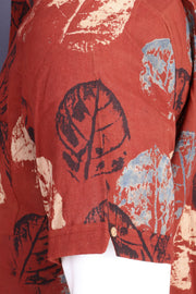 Rust Red Half Sleeve Ajrakh Printed Cotton Mens Shirt 10076831