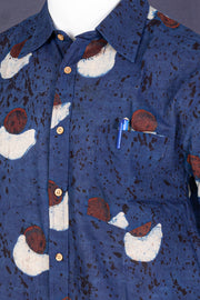 Blue Half Sleeve Ajrakh Printed Cotton Mens Shirt 10076834