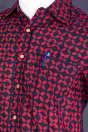Voilet Indigo Handblock Print Cotton Mens Halfsleeve Shirt 10076836