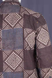 Cocoa Brown Full Sleeve Ajrakh Printed Cotton Men's Shirt 10076863