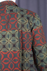 Muted Olive Green Full Sleeve Ajrakh Printed Cotton Men's Shirt 10076866