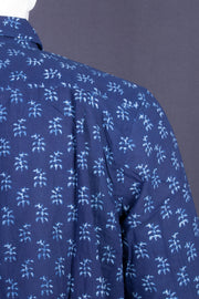Indigo Handblock Print Pre-Washed Pure Cotton Shirt 10076871