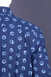 Indigo Handblock Print Pre-Washed Pure Cotton Shirt 10076872