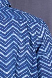 Indigo Handblock Print Pre-Washed Pure Cotton Shirt 10076873