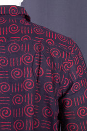 Indigo Handblock Print Pre-Washed Pure Cotton Shirt 10076874