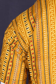 Ajrakh Cotton Men's Short Kurta With Slim-Fit Design & Front Pocket 10076899