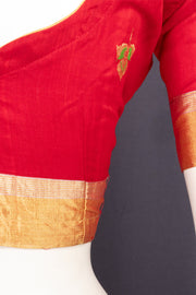Red Chanderi Silk Cotton Blouse 10076963