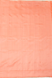 Fresh Green Gadwal Kutu Silk Saree With Peach Temple Border 10077057