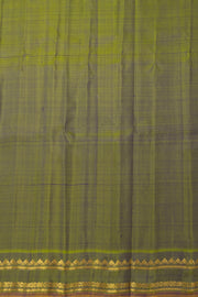 Olive Green Gadwal Kuttu Silk Saree With Temple Border 10077062