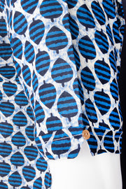 Blue Half Sleeve Hand Block Printed Cotton Mens Shirt 10077083