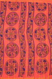 Peach Pink Handcrafted Sungudi Cotton Saree 10077124