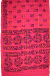 Pink Handcrafted Sungudi Cotton Saree 10077127
