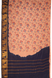 Biege Handcrafted Sungudi Cotton Saree With Elephant Border 10077132