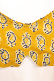 Yellow Cotton Hand Block Printed Blouse 10077147