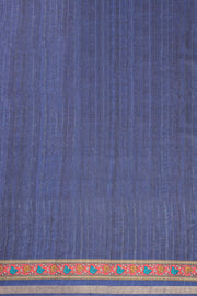 Ink Blue Printed Semi Tussar Silk Saree 10077219