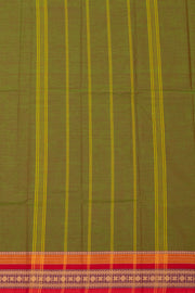 Olive Green Handloom Chettinad Cotton Saree 10077292