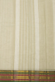 Light Grey Handloom Chettinad Cotton Saree With Temple Border 10077297