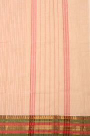 Beige Handloom Chettinad Cotton Saree With Temple Border 10077298