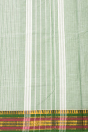 Green Handloom Chettinad Cotton Saree With Temple Border 10077299