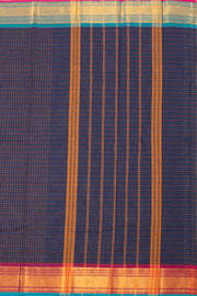 Navy Blue Handloom Chettinad Cotton Saree 10077301