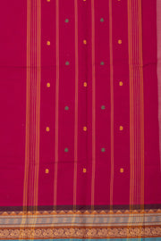 Magenta Pink Handloom Chettinad Cotton Saree Without Blouse 10077308