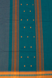 Peacock Blue Handloom Chettinad Cotton Saree 10077325