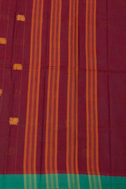 Maroon Handloom Chettinad Cotton Saree 10077332