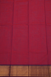Maroon Handloom Chettinad Cotton Saree 10077340