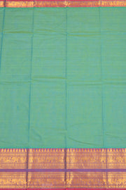 Teal Blue Handloom Chettinad Cotton Saree 10077350